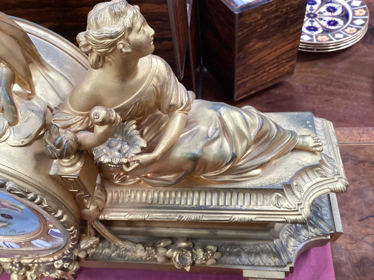 Fine quality large 19th century French ormolu clock garniture by Lerolle à Paris with Sèvres porcela - Image 3 of 26