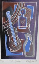 *Dale Devereux Barker (b.1962) three unique signed prints - ‘2nd Guitar’, Untitled and ‘Modern Flowe