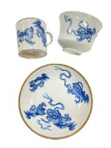 Wedgwood bone china trio, printed in blue in Chinese style