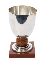 An Art Deco Elkington silver plated and bakelite trophy vase