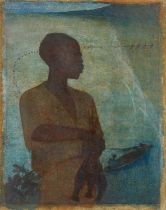 *Mary Millar Watt (1924-2023) oil on canvas laid down on board - The fisherman, Jamaica 1952, 42 x 3