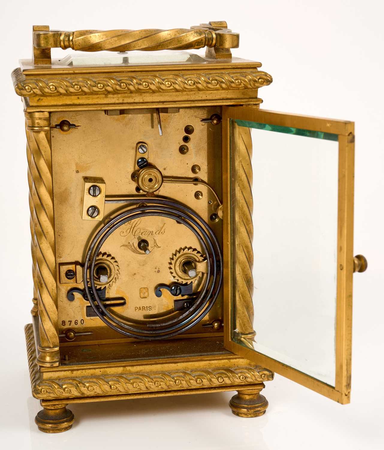 Good quality late 19th century French repeating carriage clock - Image 3 of 9