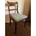 Set of six Regency mahogany bar back dining chairs, each with slip in seat on ring turned legs