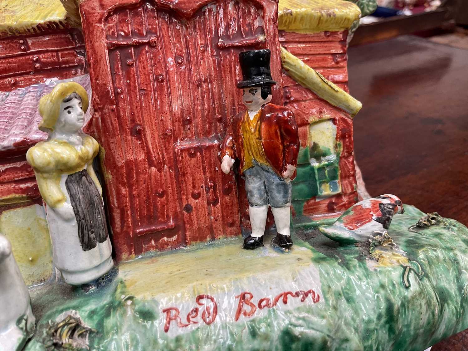 Extremely rare 19th century Staffordshire model of the Red Barn at Polstead - Image 5 of 9