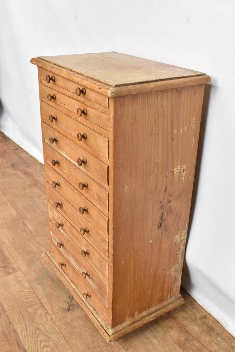Antique pine collector's chest of ten drawers - Image 2 of 5