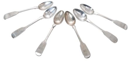 Unusual set 6 Victorian Irish small tea spoons