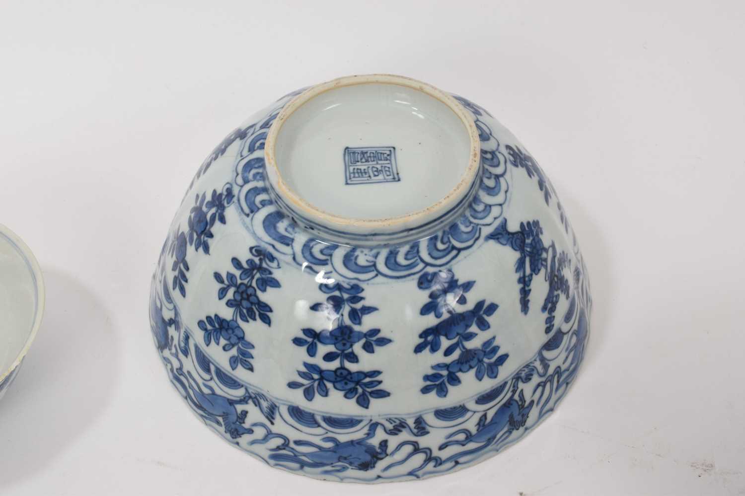 Three antique Chinese porcelain blue and white bowls - Image 3 of 14