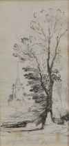 Thomas Churchyard (1798-1865) pencil on paper - 'Yoxford Church', signed with initials, 16.5cm x 8cm