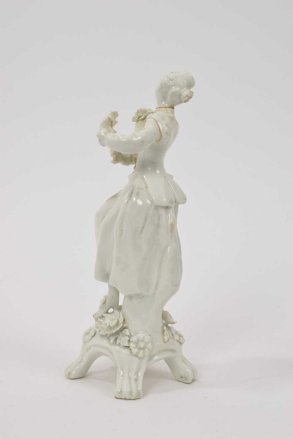 Lowestoft white glazed figure of a female lute player - Image 2 of 4