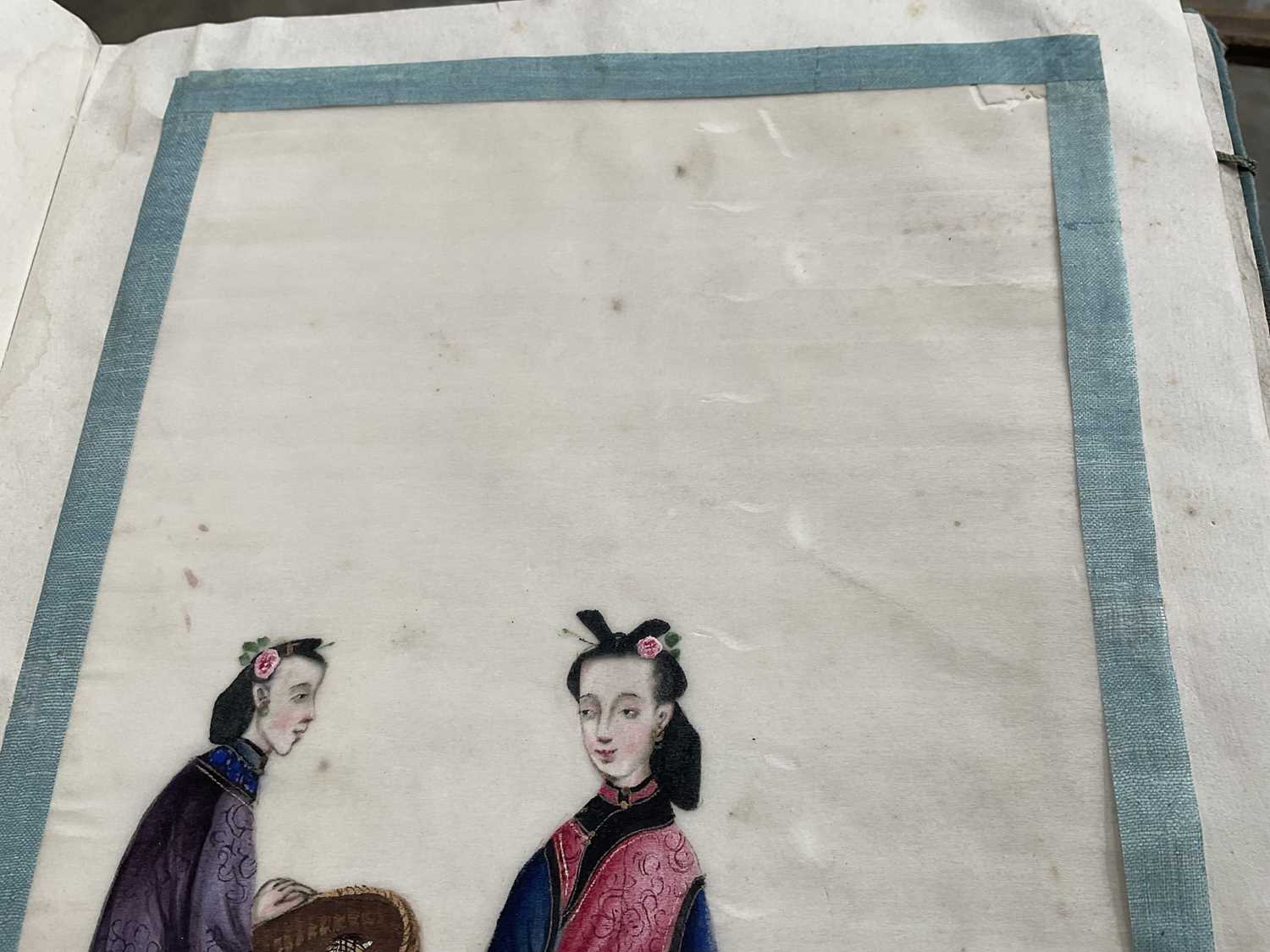 Album of antique Chinese rice paper paintings showing the production of silk - Image 19 of 27