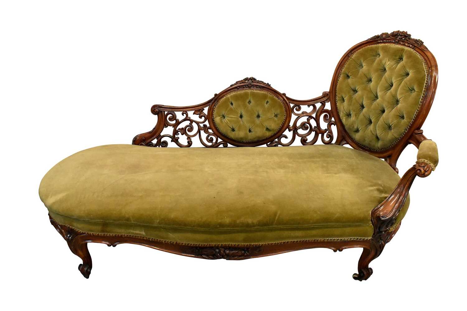 Victorian walnut framed chaise longue