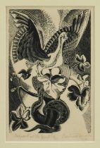 *Gertrude Hermes (1901-1983) signed limited edition woodcut - 'Serpent at the nest', 19/30, dated 19