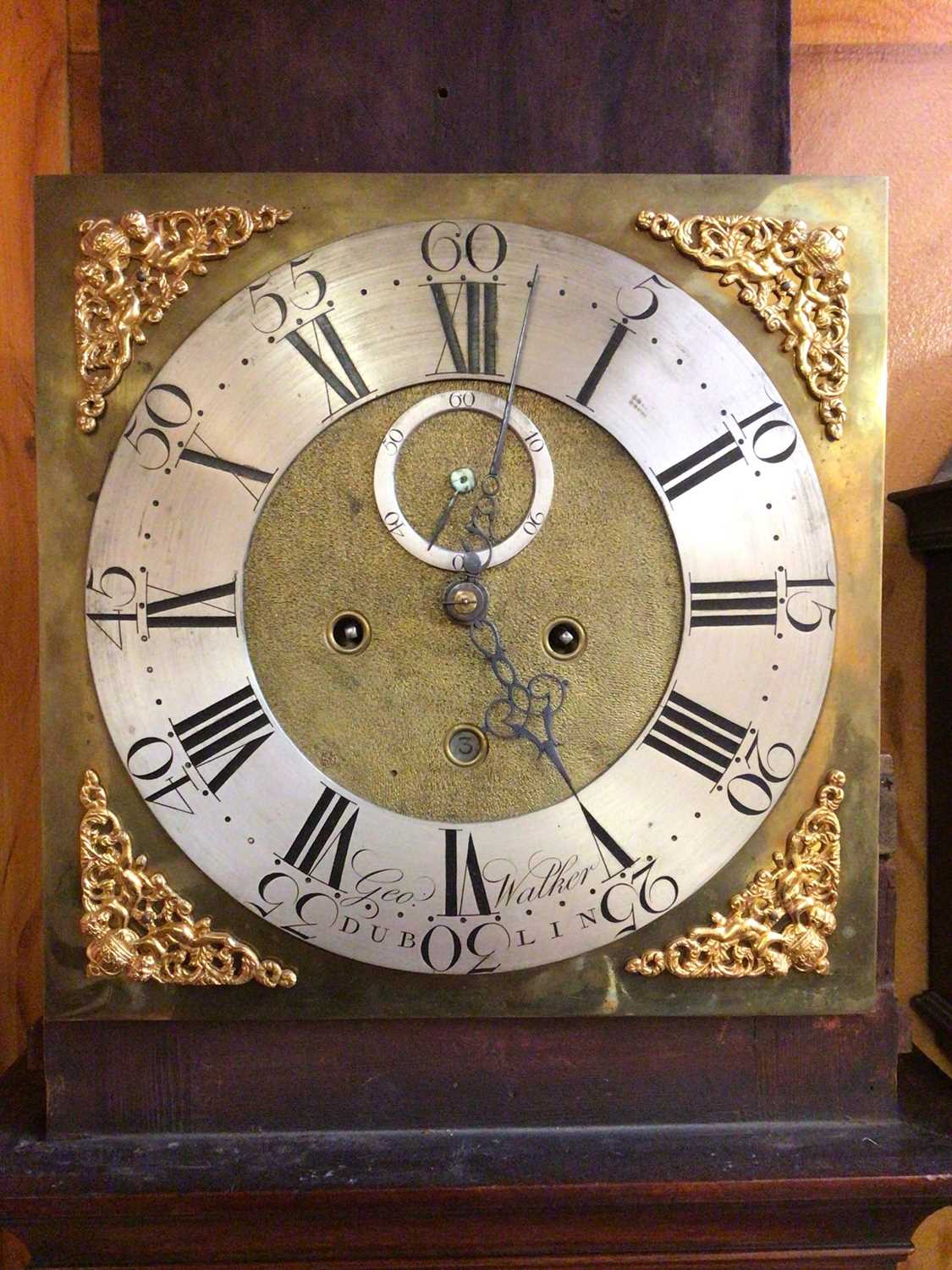 George III Irish inlaid mahogany longcase clock by George Walker, Dublin - Image 6 of 9