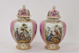 Pair of Helena Wolfsohn Dresden vases and covers