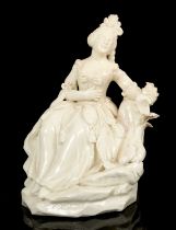 18th century porcelain figure of a seated lady