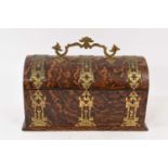 Victorian grained walnut dome topped tea caddy with brass mounts