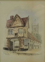 Edward Pococke (1843-1901) group of four ink and watercolour views of Ipswich to include Angel Lane,