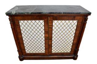 Regency rosewood and marble topped credenza