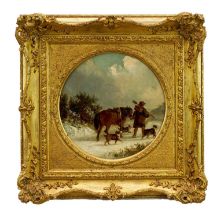 Thomas Smythe (1825-1906) pair of oils on canvas laid on panel - Snow Covered Landscapes, Homeward B