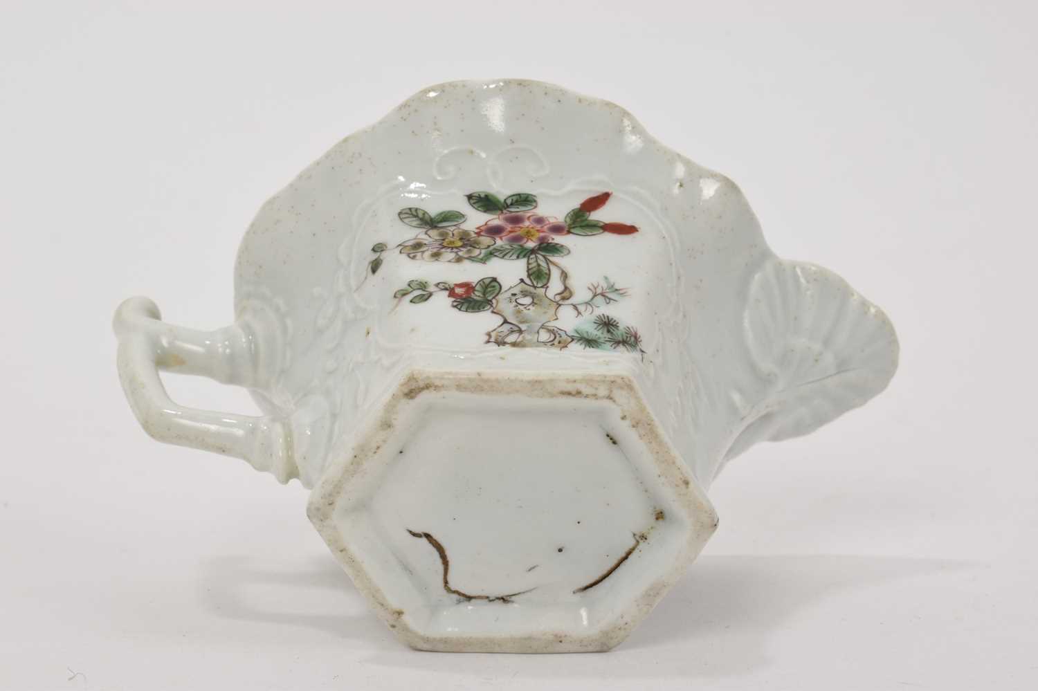 Early Worcester hexagonal cream boat, circa 1754 - Image 5 of 7