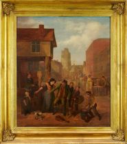 William Draper (1798-1825) oil on panel - Sudbury Fair, Gregory Street, 54cm x 47.5cm, in gilt frame