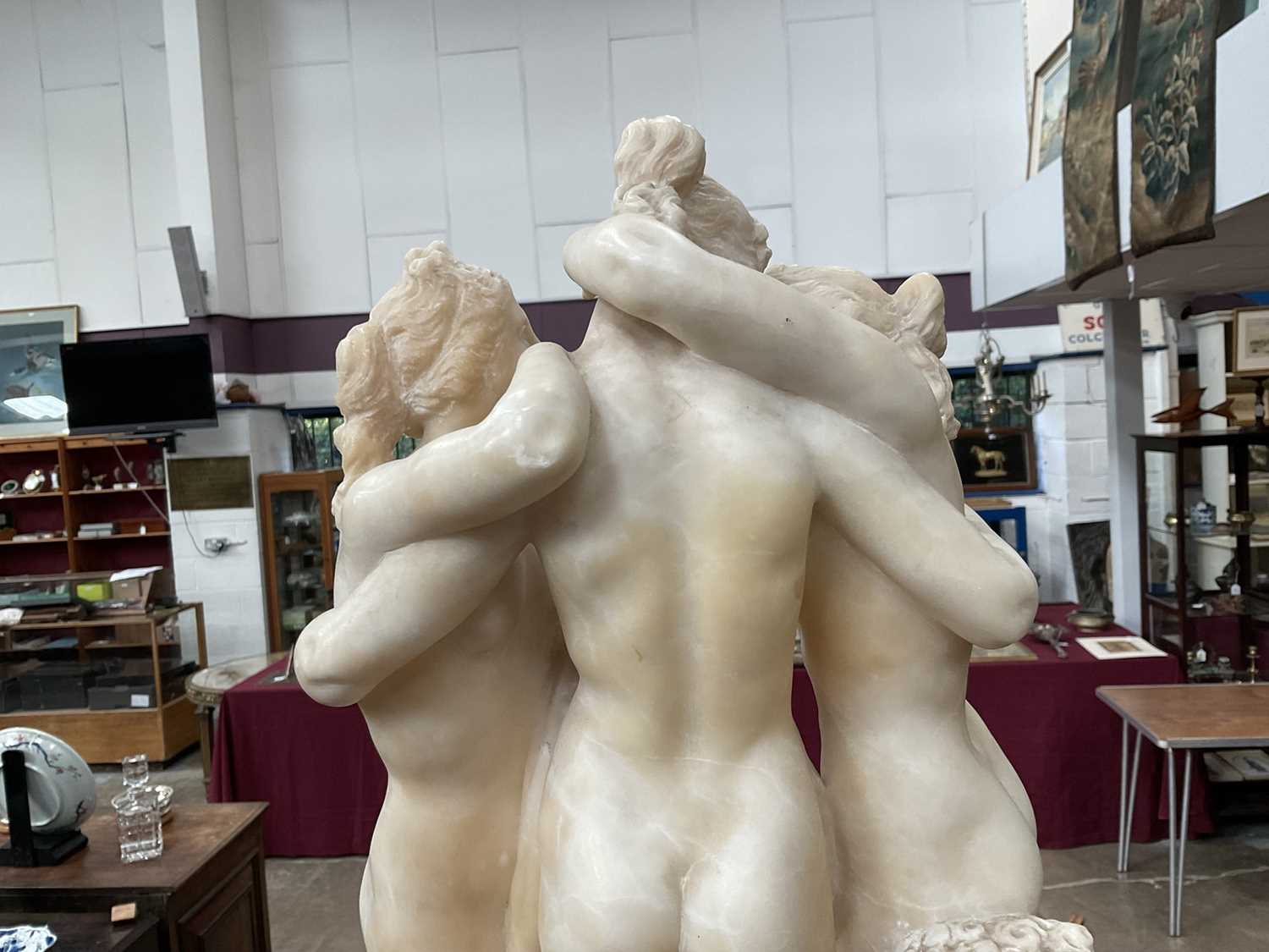 19th century carved alabaster sculpture of the three graces - Image 8 of 12