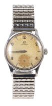 1950s Omega stainless steel wristwatch with manual-wind 266 calibre 17 jewel movement numbered 14210