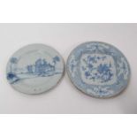 Two 18th century blue and white Delft dishes