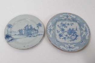 Two 18th century blue and white Delft dishes