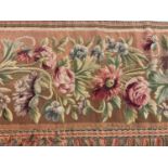 19th century Aubusson tapestry wall hanging scrolling flowers