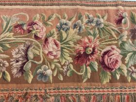 19th century Aubusson tapestry wall hanging scrolling flowers