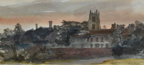 Arthur Butler (1918-?) watercolour - Stoke by Nayland, last night, signed, titled verso, 17cm x 36cm