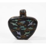 Japanese Meiji period lac burgaute metal inlaid heart shaped snuff bottle and stopper