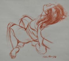 *Colin Moss (1914-2005) red chalk - Reclining Figure, signed and dated '98, 39cm x 44.5cm, in glazed