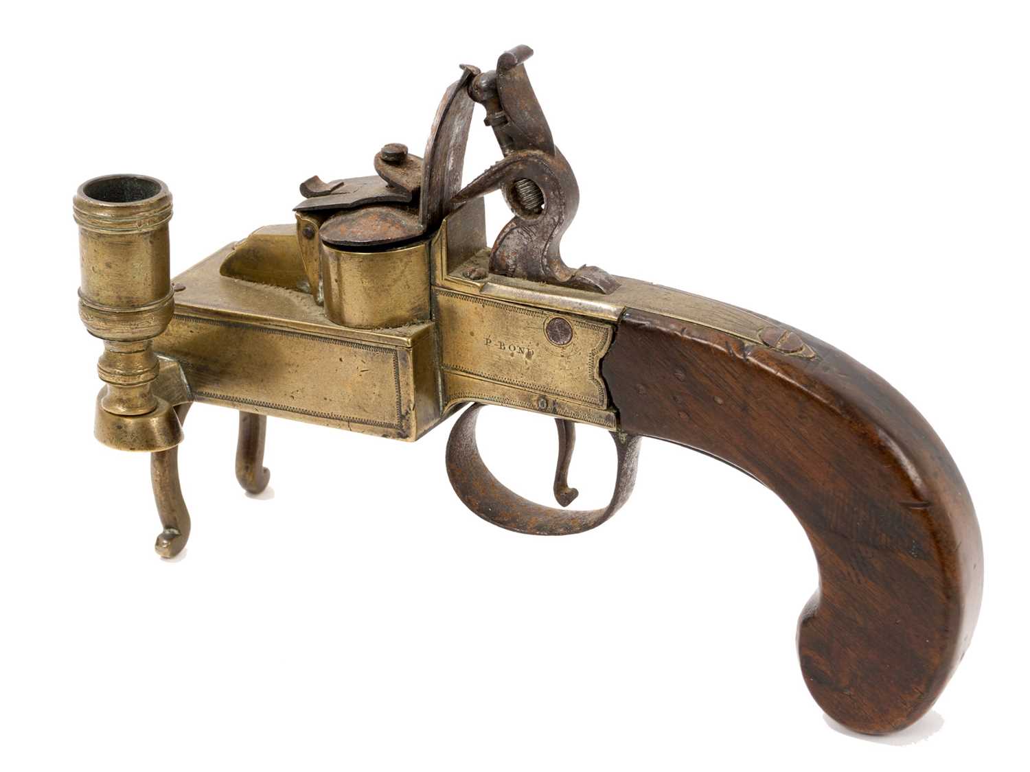 Early 19th century flintlock tinder lighter signed 'P. Bond Cornhill London' - Image 3 of 3