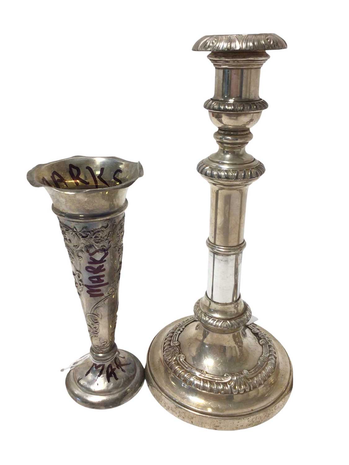 Pair of Sheffield plate telescopic candlesticks and other items. - Image 4 of 4