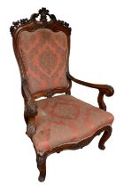 Good 18th century Portuguese walnut open armchair