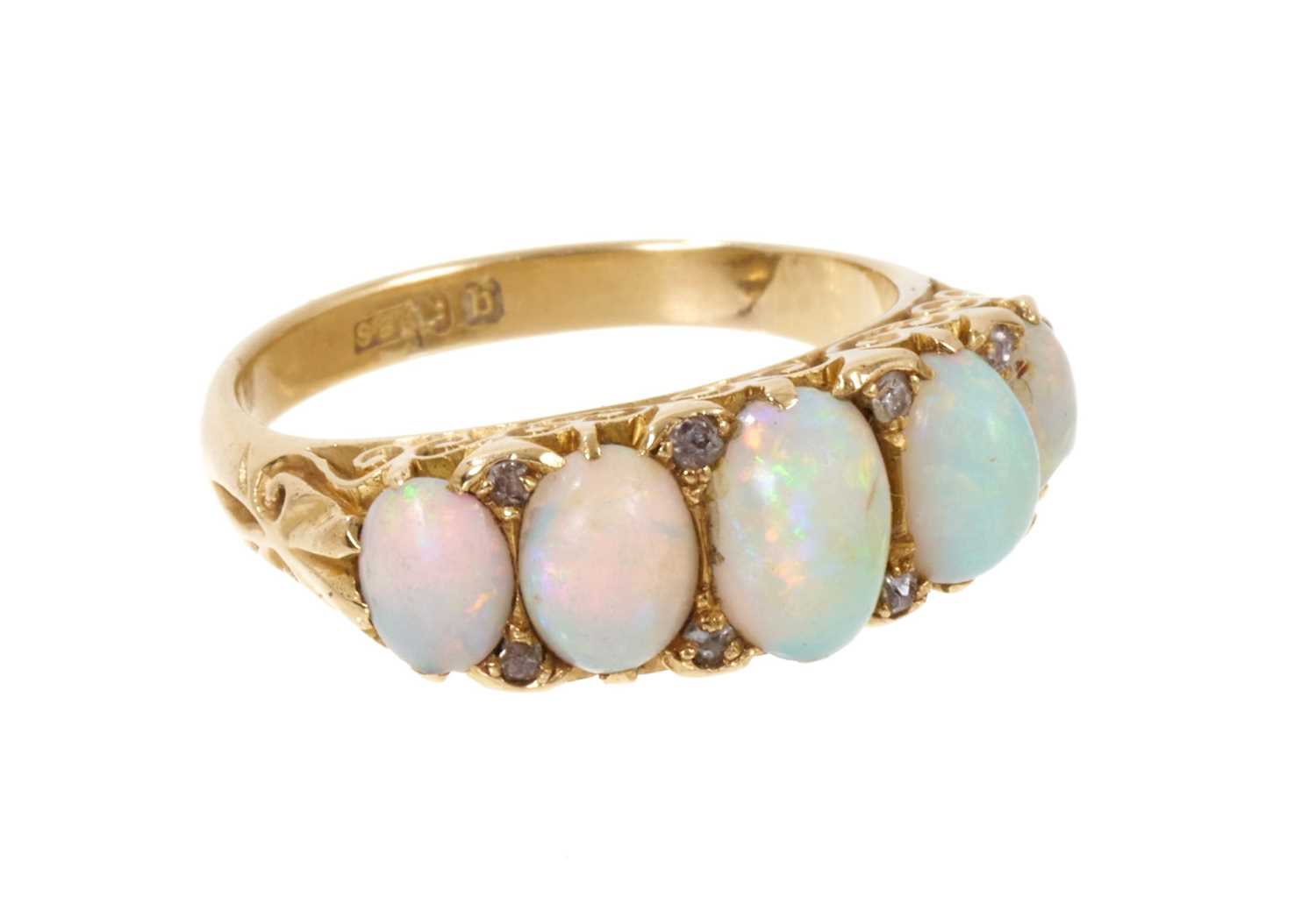 Late Victorian opal five stone ring - Image 2 of 3