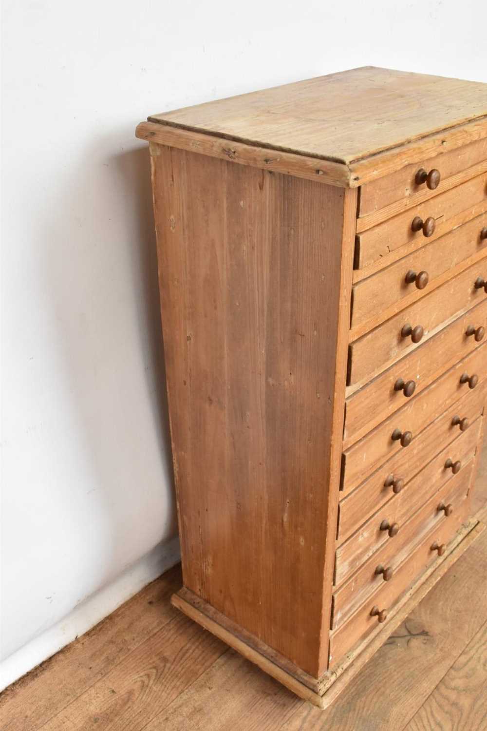 Antique pine collector's chest of ten drawers - Image 3 of 5