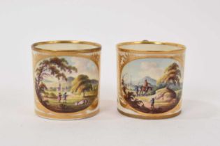 Pair of Derby coffee cans painted with a view ‘In Italy’, circa 1815