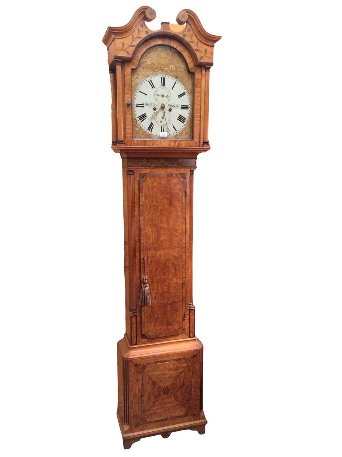 Tinkler, Newcastle, George III satinwood longcase clock