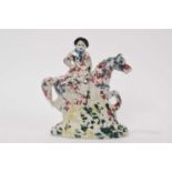 Staffordshire spongeware figure of a woman on horseback