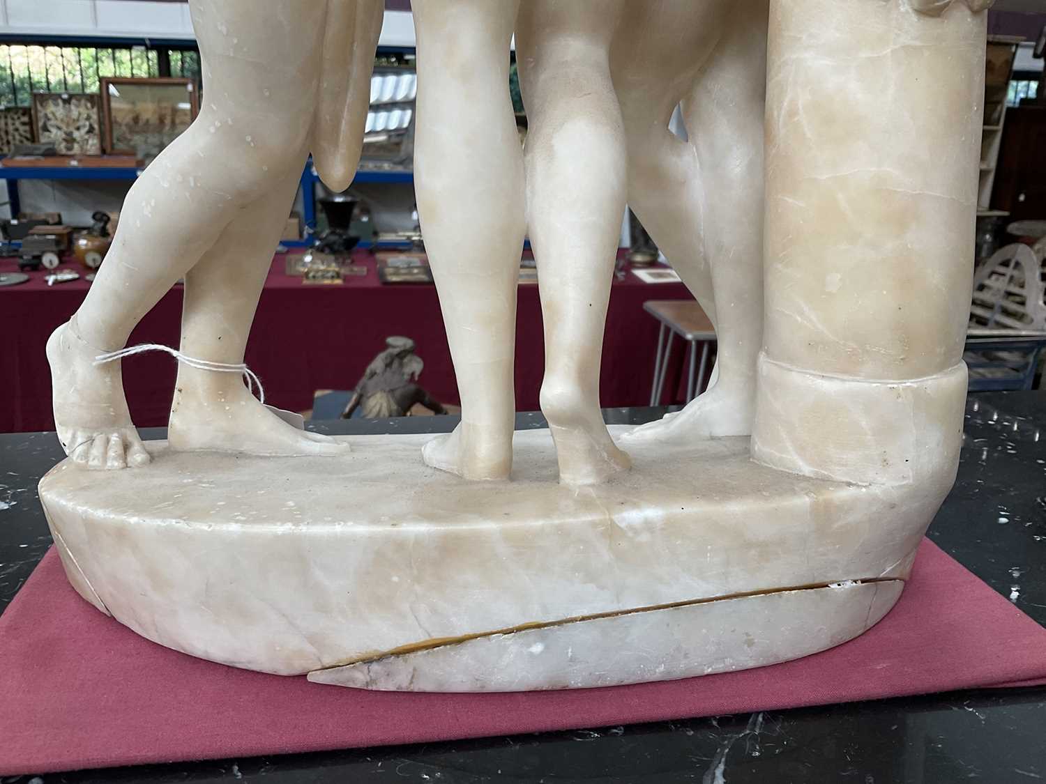 19th century carved alabaster sculpture of the three graces - Image 9 of 12