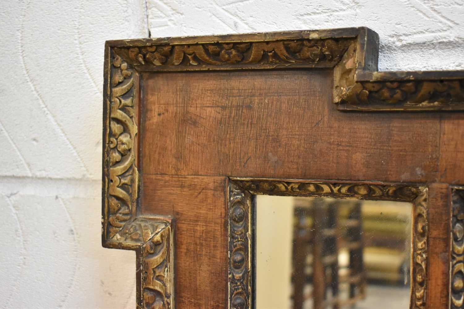 George I style walnut and gilt decorated landscape wall mirror - Image 8 of 9