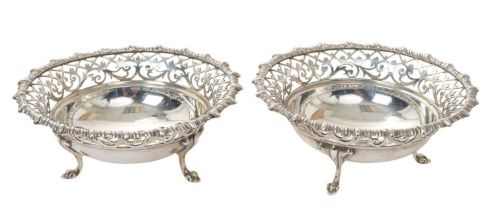 Pair of Asprey silver round sweet dishes