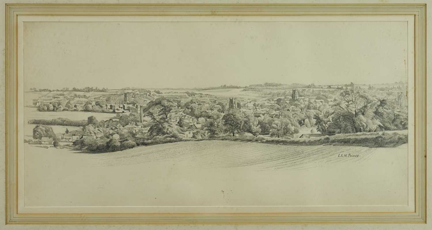 Louis Prince (act.1923-1959) pencil on paper - Sudbury from the Top of Ballingdon Hill, c.1960, sign