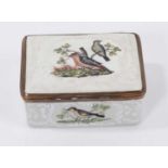 An 18th century enamel box, painted with birds