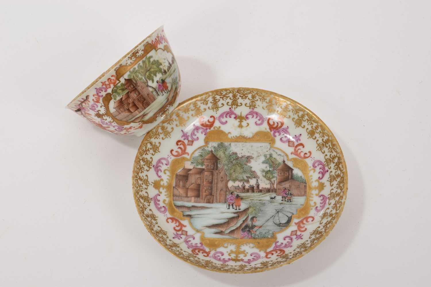 Chinese Meissen-style tea bowl and saucer - Image 2 of 6