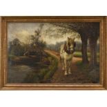 East Anglian School, 19th century, oil on canvas - The Barge Horse, a scene possibly at Flatford, 70