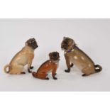 Meissen pug and two similar pugs